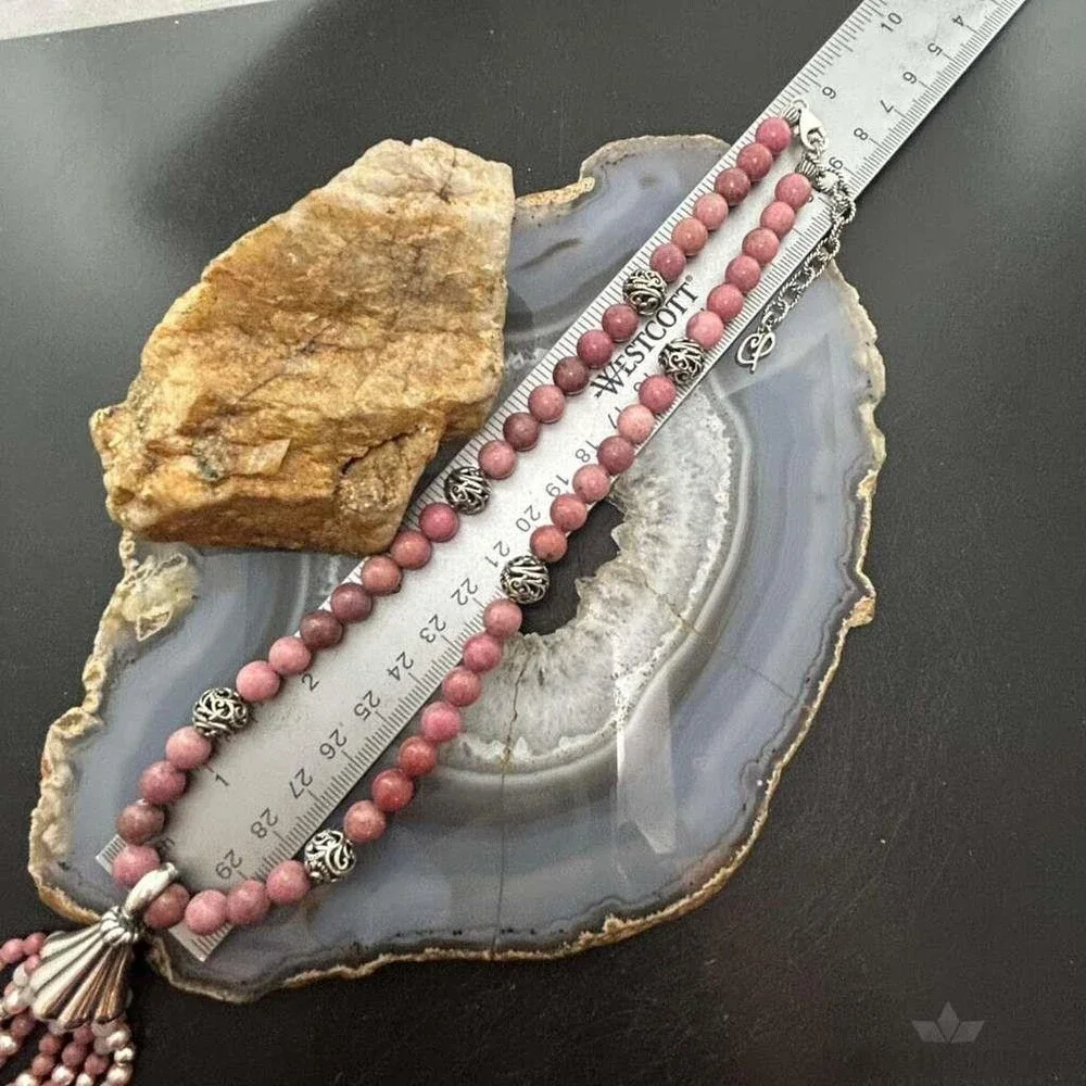 Carolyn Pollack Sterling Rhodochrosite Beads & Swirl Beads w/Enhancer Necklace